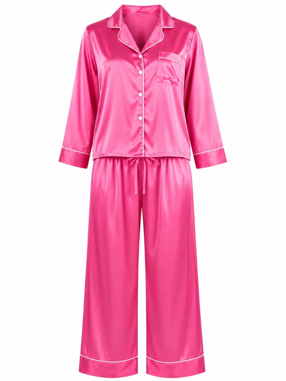 Amazon XL Women's Satin Pajama Set in Hot Pink